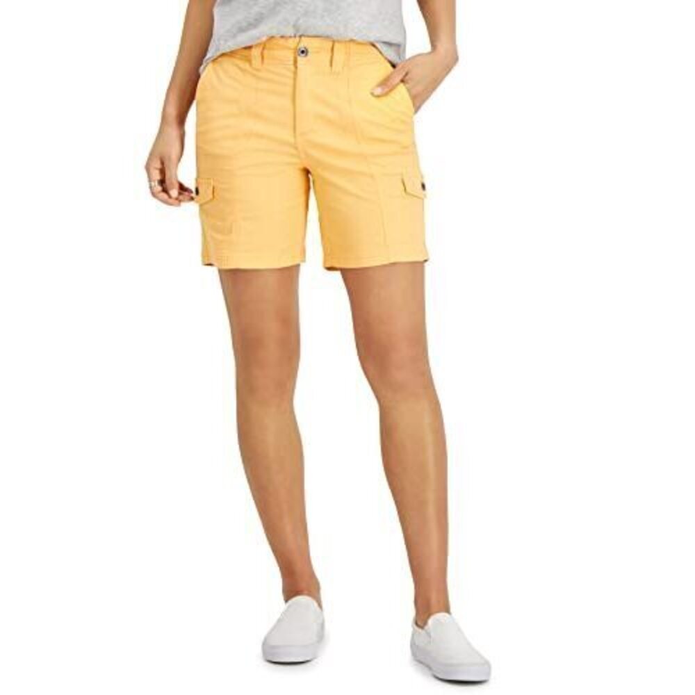 Style Women's Comfort-Waist Cargo Shorts Orange